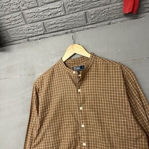 Ralph Lauren Black Label Bleeker Shirt Men Sz L Band Blade Collar Bib *Read Dis